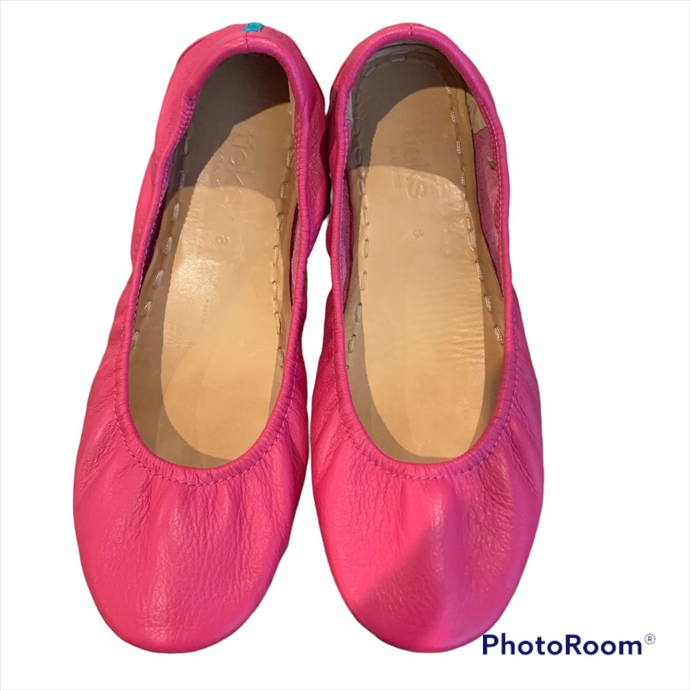 Tieks hot pink leather ballet flats size 8